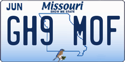 MO license plate GH9M0F
