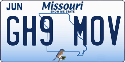 MO license plate GH9M0V