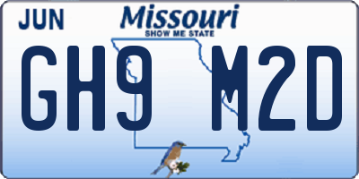 MO license plate GH9M2D