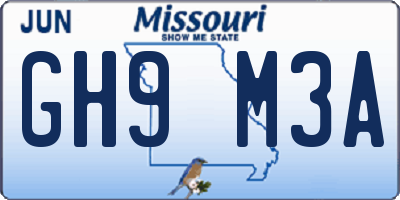 MO license plate GH9M3A