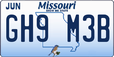 MO license plate GH9M3B