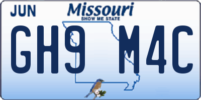 MO license plate GH9M4C
