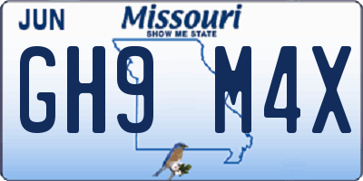 MO license plate GH9M4X