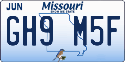 MO license plate GH9M5F
