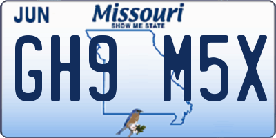 MO license plate GH9M5X