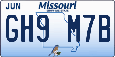 MO license plate GH9M7B