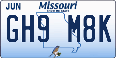 MO license plate GH9M8K