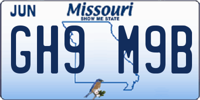 MO license plate GH9M9B