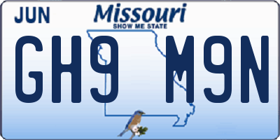 MO license plate GH9M9N