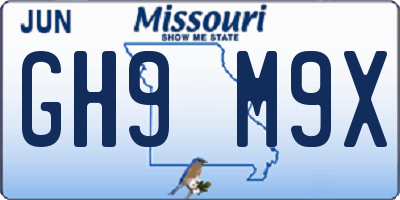MO license plate GH9M9X