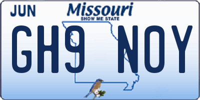 MO license plate GH9N0Y