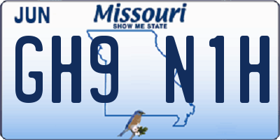 MO license plate GH9N1H
