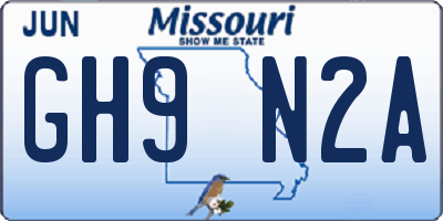MO license plate GH9N2A