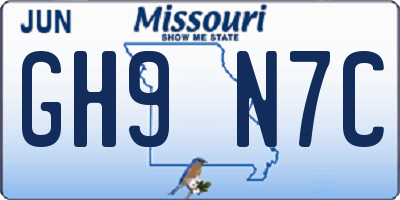 MO license plate GH9N7C