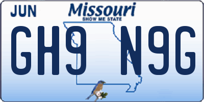 MO license plate GH9N9G