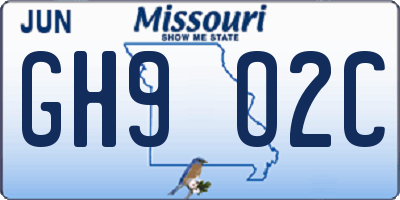 MO license plate GH9O2C