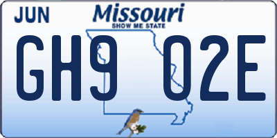 MO license plate GH9O2E