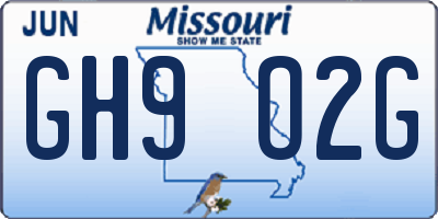 MO license plate GH9O2G