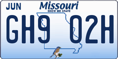 MO license plate GH9O2H