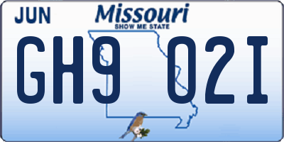 MO license plate GH9O2I