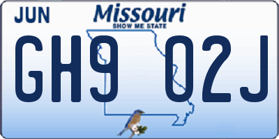 MO license plate GH9O2J
