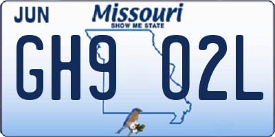 MO license plate GH9O2L