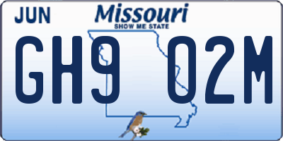 MO license plate GH9O2M