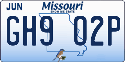 MO license plate GH9O2P