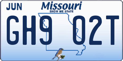 MO license plate GH9O2T