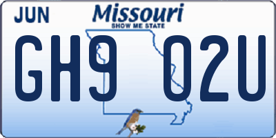 MO license plate GH9O2U