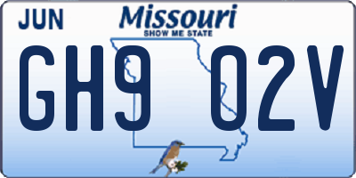 MO license plate GH9O2V