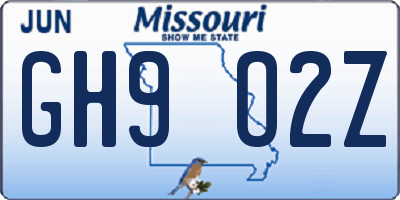 MO license plate GH9O2Z