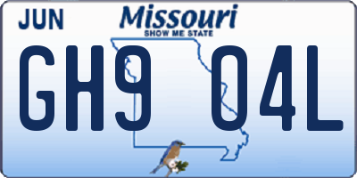 MO license plate GH9O4L