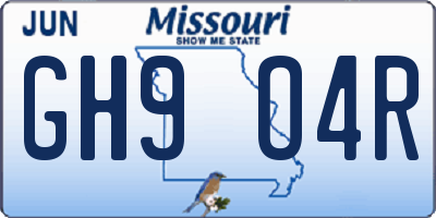 MO license plate GH9O4R