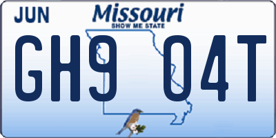 MO license plate GH9O4T