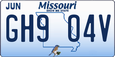 MO license plate GH9O4V