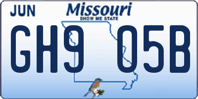 MO license plate GH9O5B
