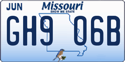 MO license plate GH9O6B