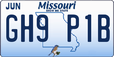 MO license plate GH9P1B