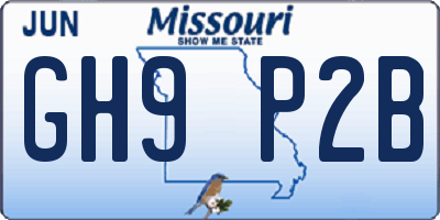 MO license plate GH9P2B
