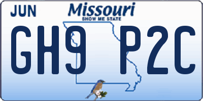 MO license plate GH9P2C