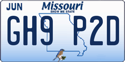 MO license plate GH9P2D