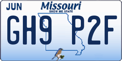 MO license plate GH9P2F