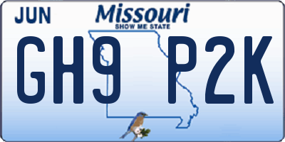MO license plate GH9P2K