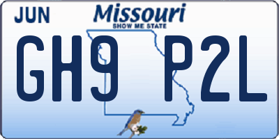 MO license plate GH9P2L