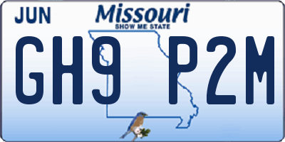 MO license plate GH9P2M