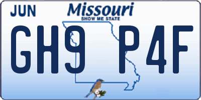 MO license plate GH9P4F