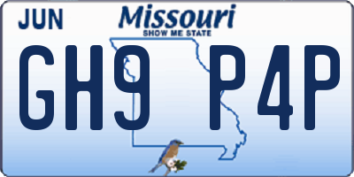 MO license plate GH9P4P