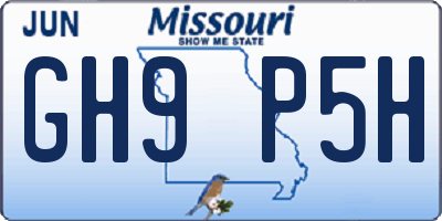 MO license plate GH9P5H