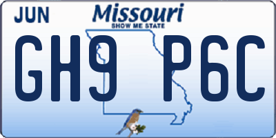 MO license plate GH9P6C